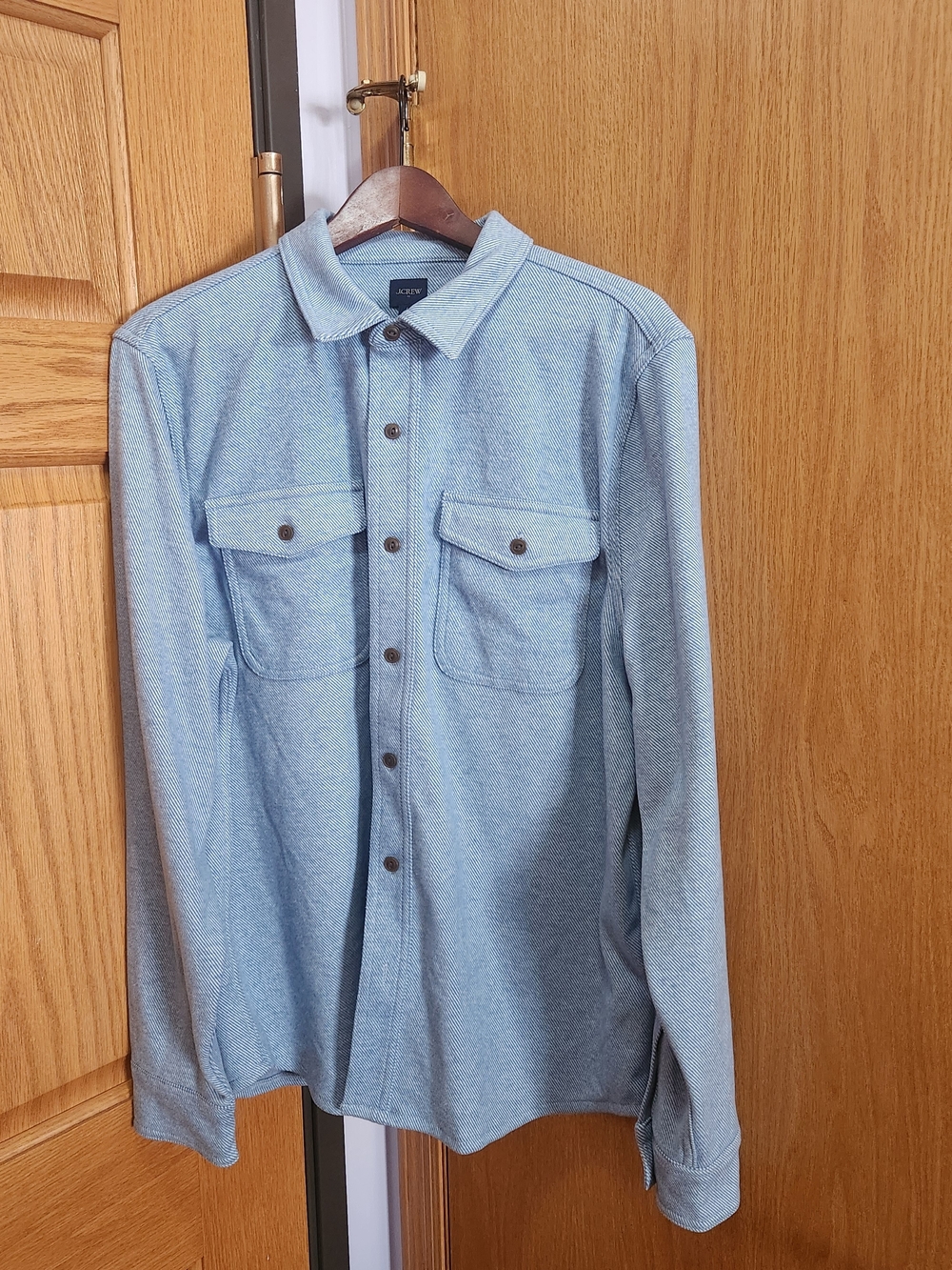 J. Crew Light Blue Long-Sleeve Button-Down Shirt with Chest Pockets